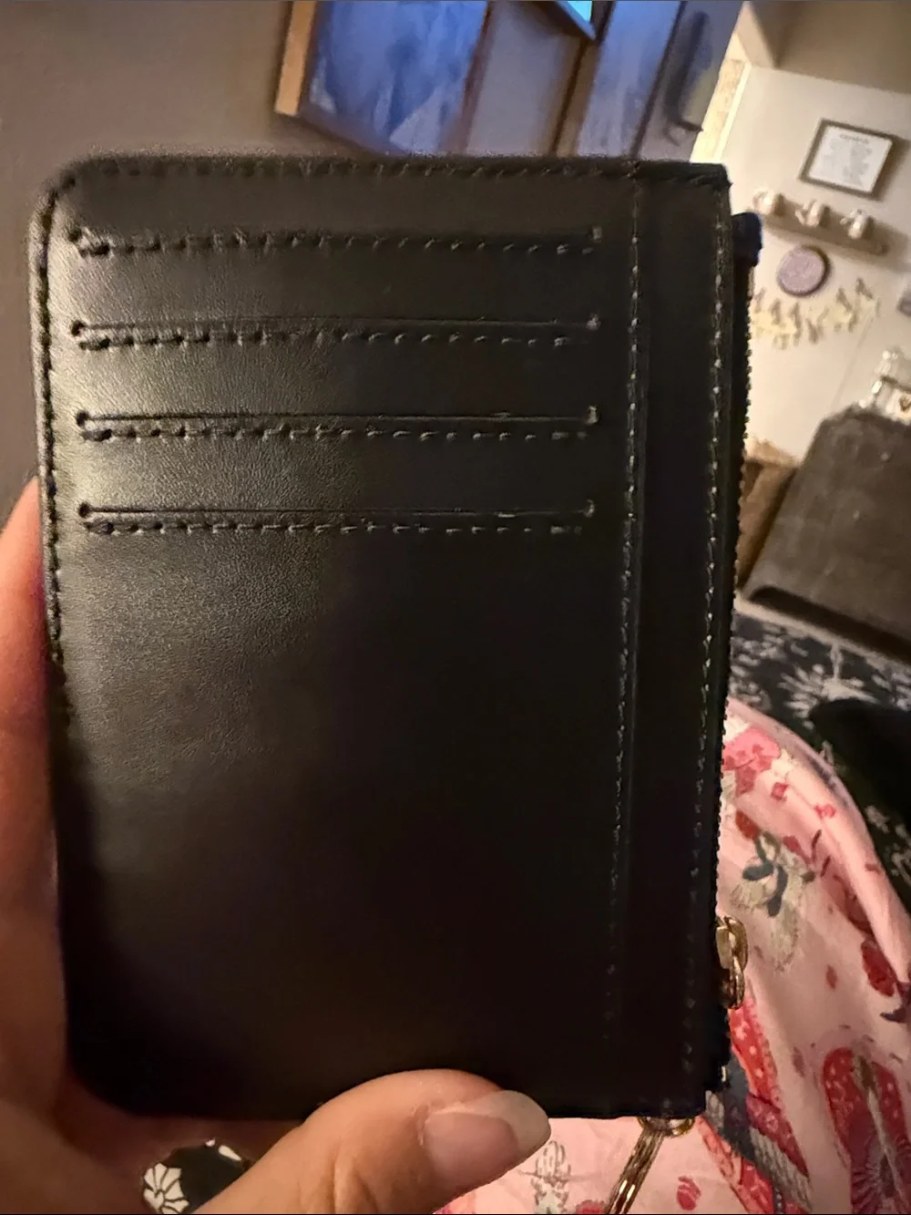 kate spade Black Leather Zip Wristlet with Gold Plaque